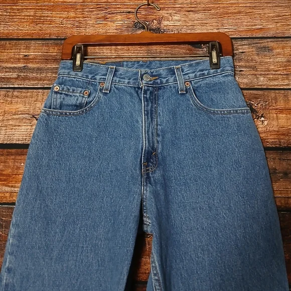 Levis Vintage 550 Jeans 9 Long Relaxed Tapered High Rise Mom Blue Denim 2000 - Picture 4 of 8